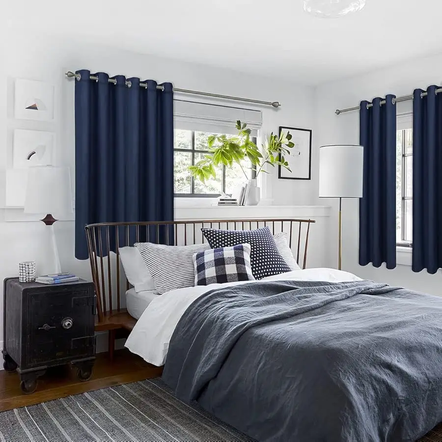 ستائر تعتيم بحلقات زرقاء من Na y لغرفة النوم ستائر غرفة معزولة حراريًا، 42 × 72 بوصة، لوحتان