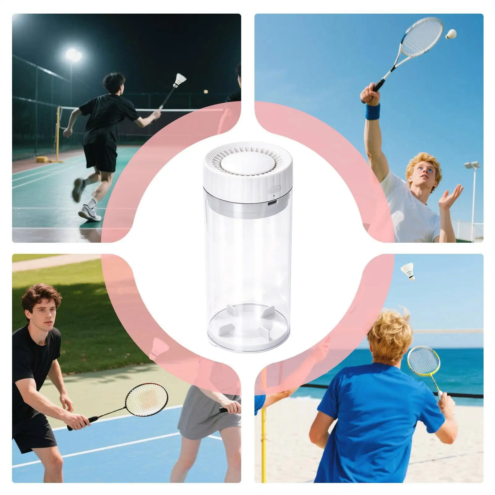 Shuttlecock Humidifier Portable Type-C Rechargeable Device Tube Caps Badminton Shuttlecock Tube For Sports Youth Teens Athletes 4