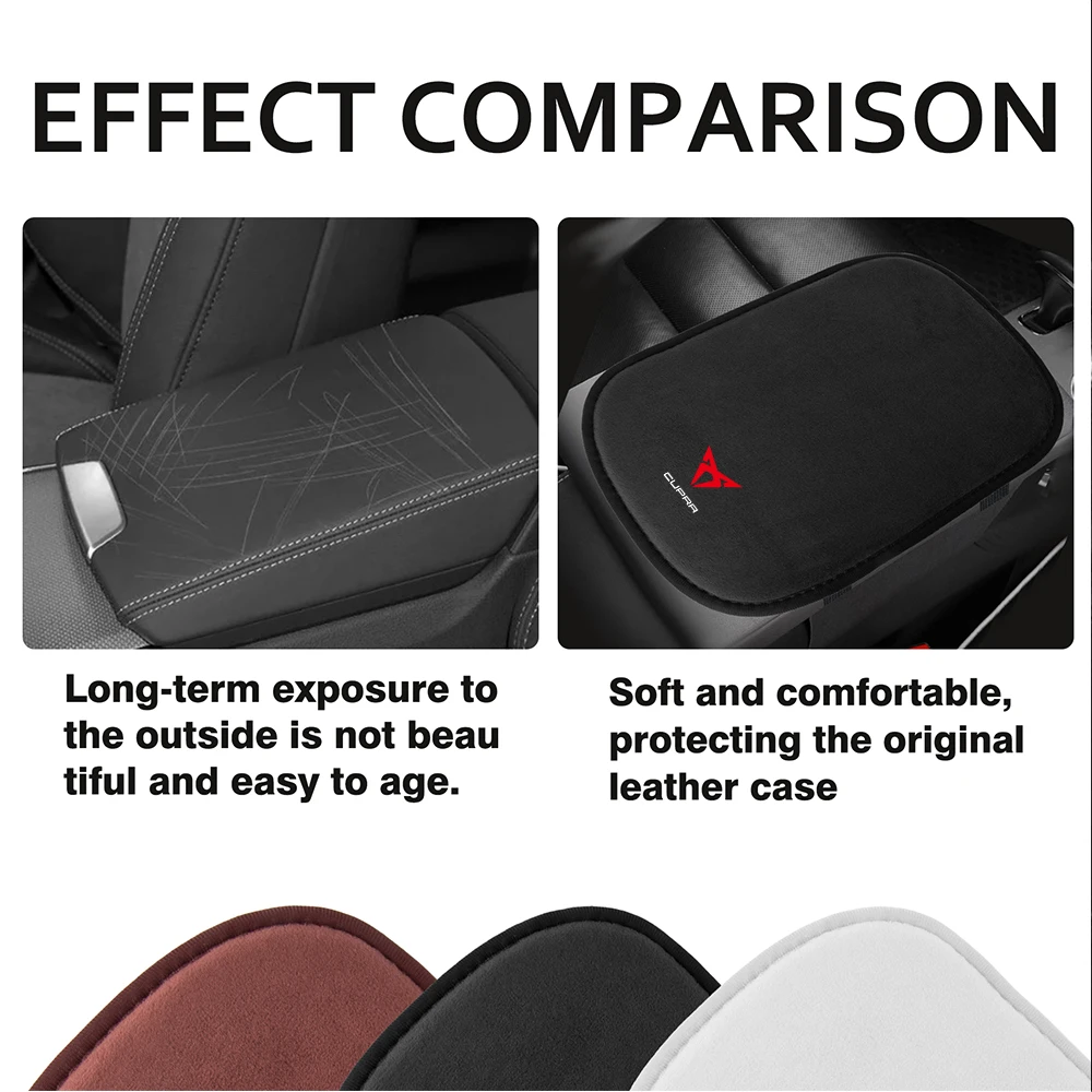 Car Armrest Mat Center Console Arm Rest Protection Cushion Car Armrest Storage Box Cover Pad For Seat Cupra FR Ibiza Leon Toledo