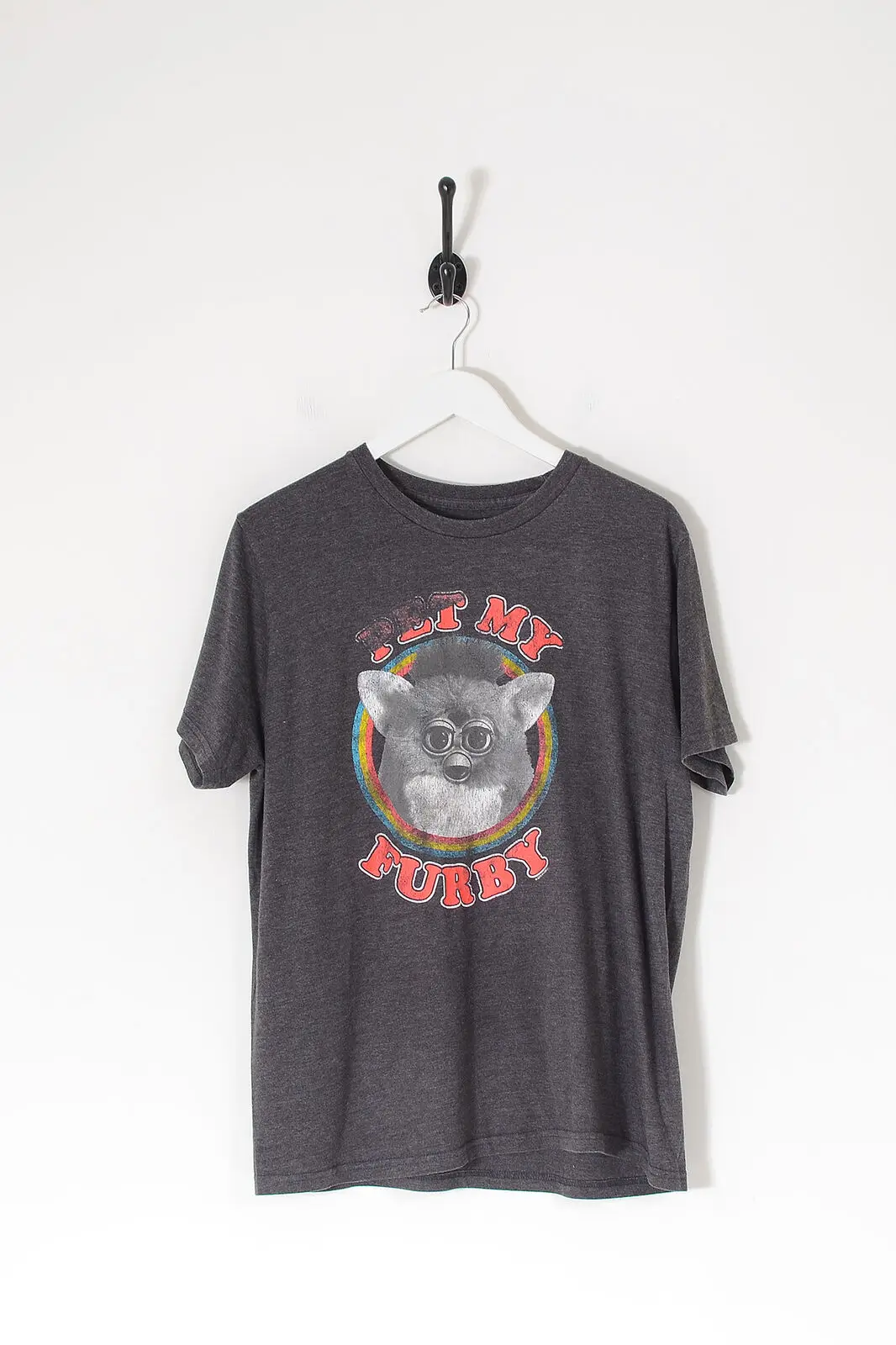 Vintage Pet My Furby Graphic T-Shirt Dark Grey (L)