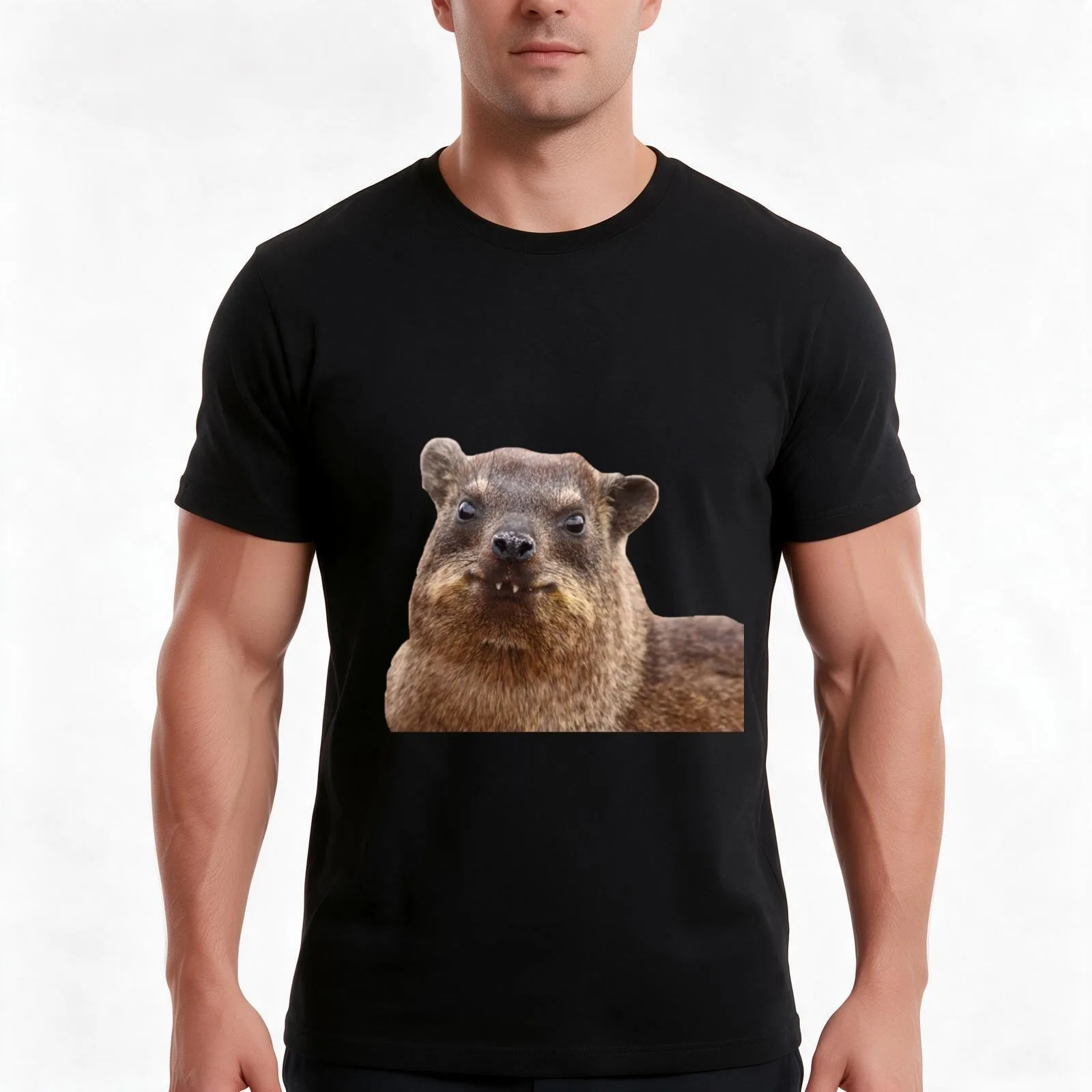 Hyrax T-Shirt Summer Casual Cotton Tee Oversized Streetwear Tops Vintage Graphic Print Loose Fit Short Sleeve 100% Cotton