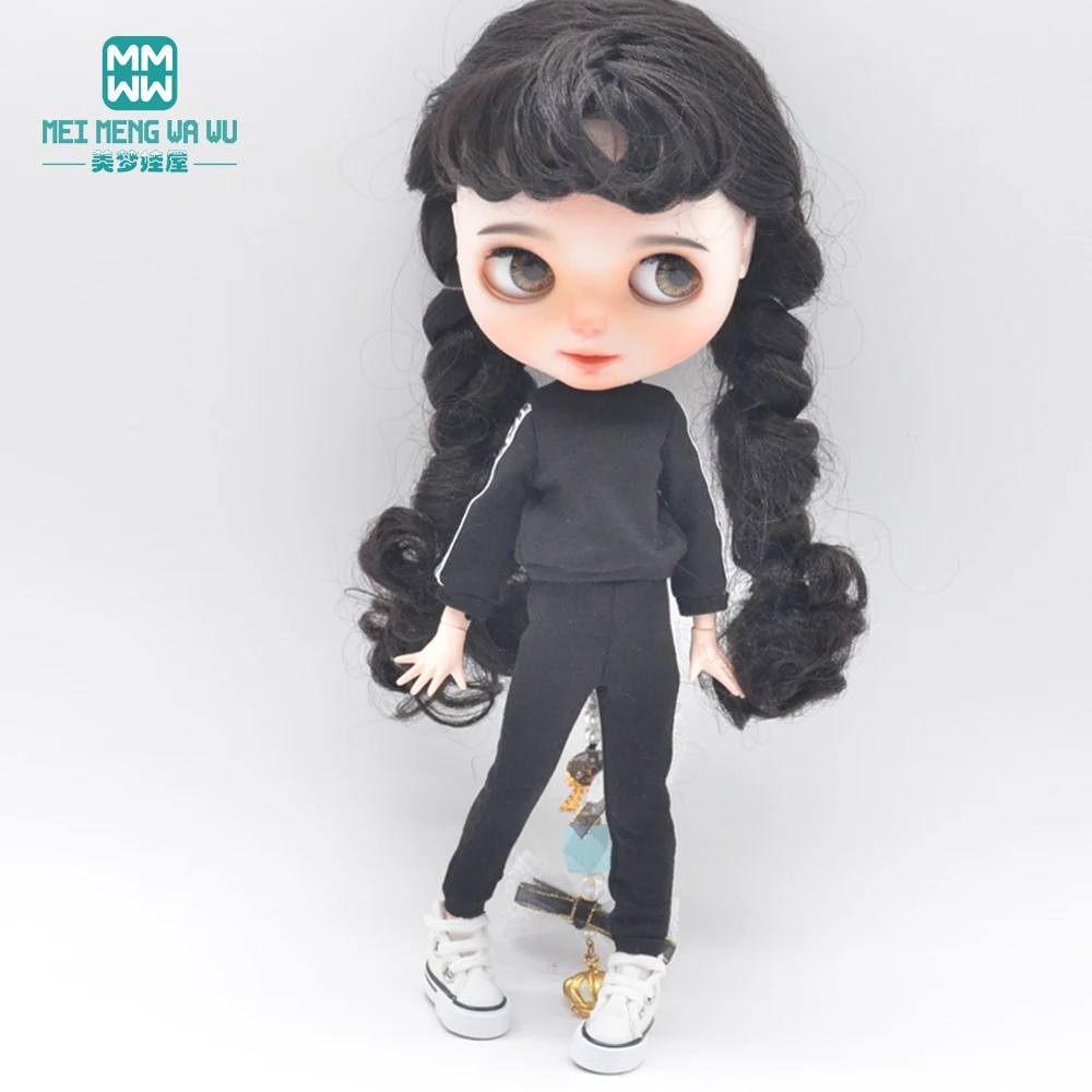 

Подходит для куклы Blyth amazon OB22 OB24, модный спортивный костюм, черный, белый, розовый, игрушки, подарки