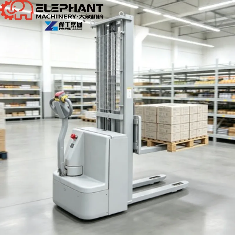 Electric Pallet Stacker Lifter, 1.5ton 1500kg With Maximum 5.5m Lifting Height For Warehouse High Level Pallet Stacking