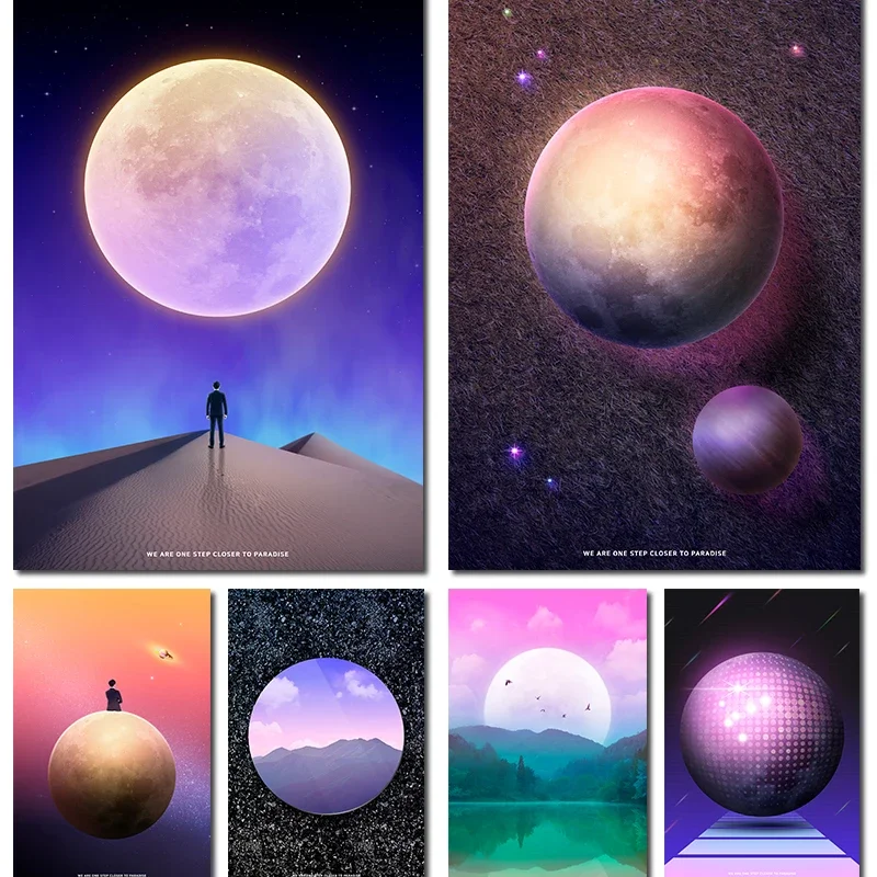M01-1 Universe Starry Sky Distinctive Originality Art Wall Silk Print Poster Home Decoration