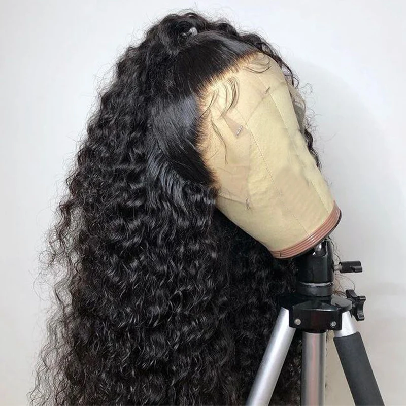 Kinky Curly Lace Front Perucas para Mulheres, Curto Bob, Cor Preta, Densidade 180%, Pré-arrancadas, Cabelo de Bebê, Roupa Diária, Glueless, 14 in