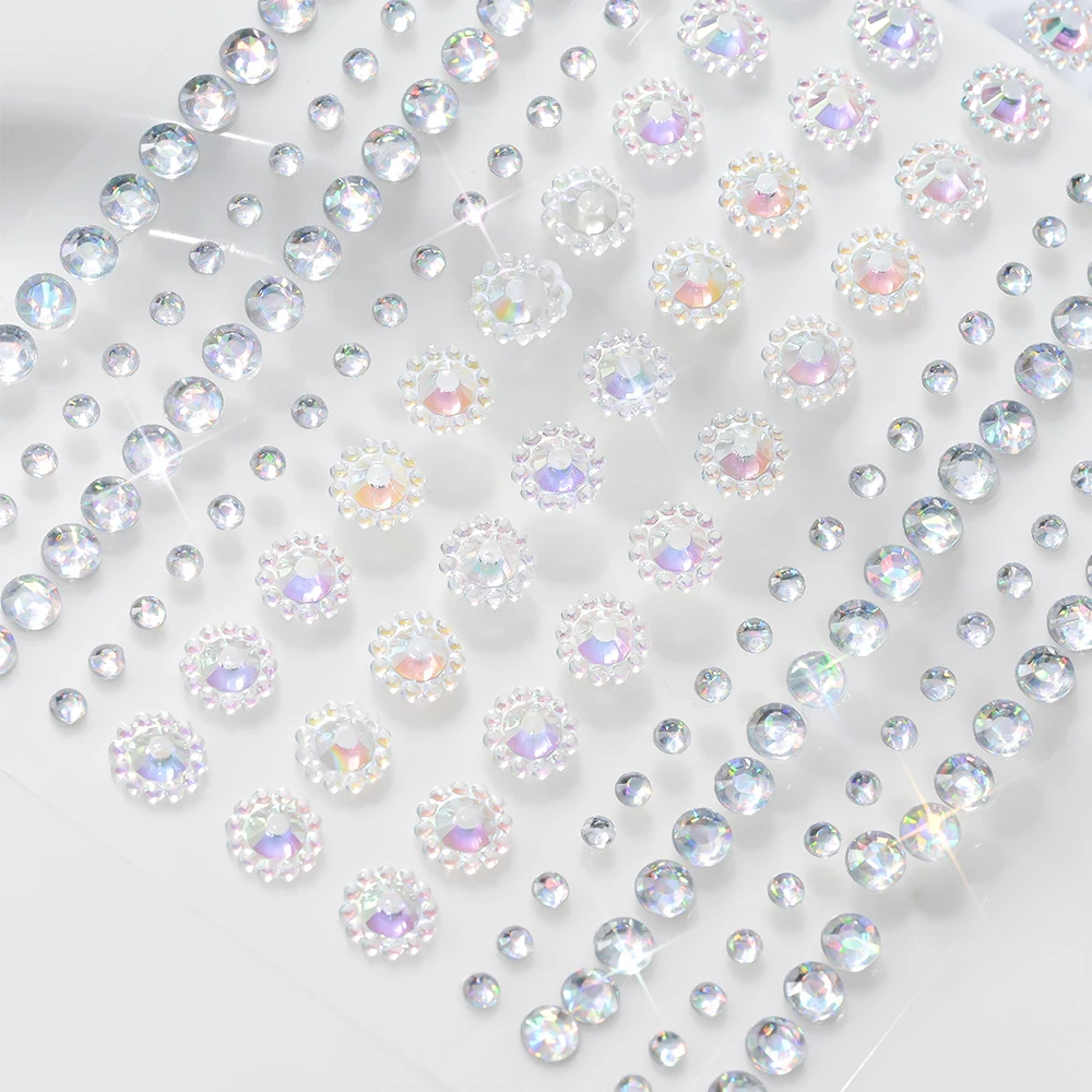 1Pcs 3D Iridescent Sunflower Face Rhinestones Stickers Sparkling Stereo Jewels Self-Adhesive Tattoo for DIY Party Eye&Body Decor view 5