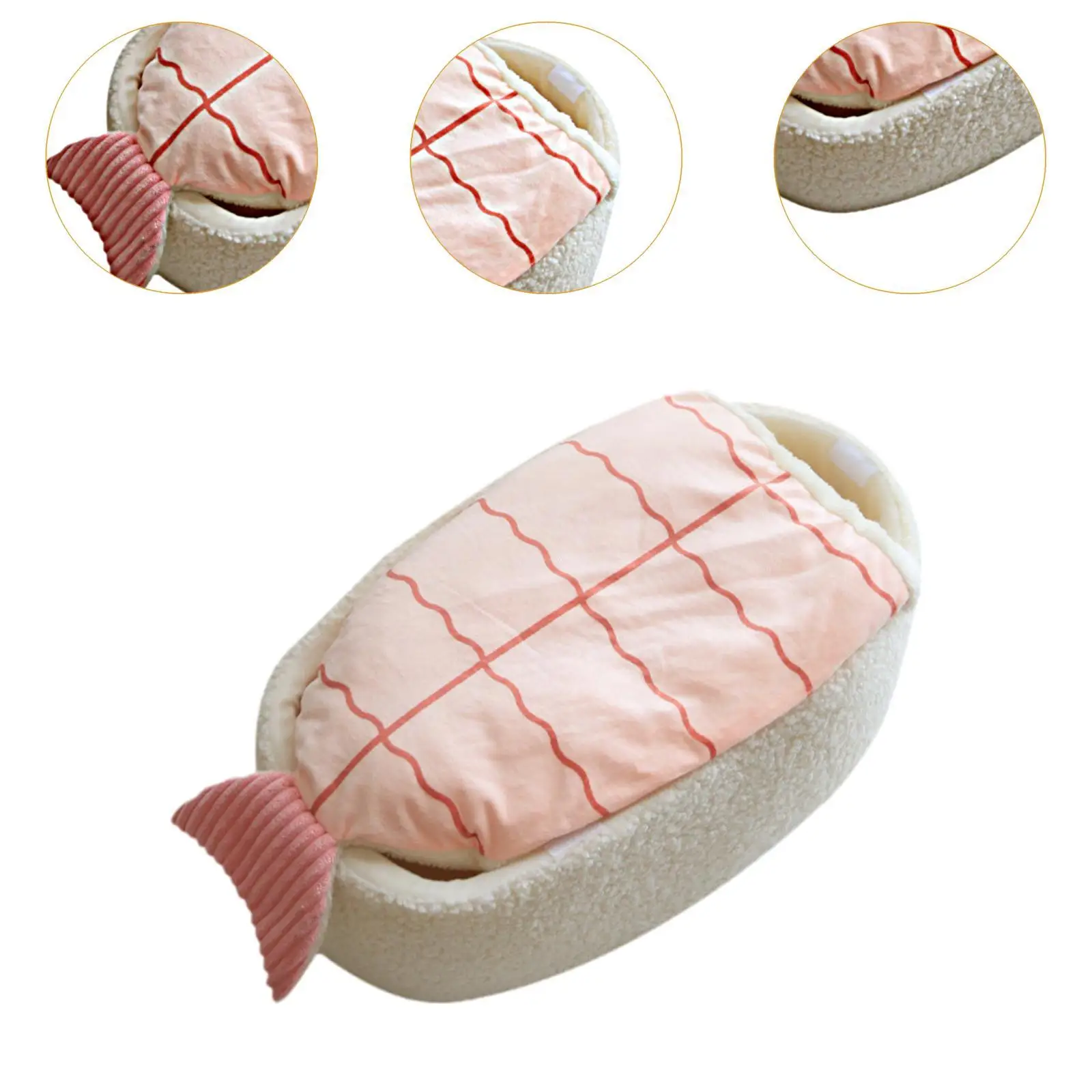 Sushi Shaped Cat Bed Cave Cartoon Soft Washable Kitten Bed Cat House for Puppy Small Cats and Breeds Indoor Cats Pet Supplies