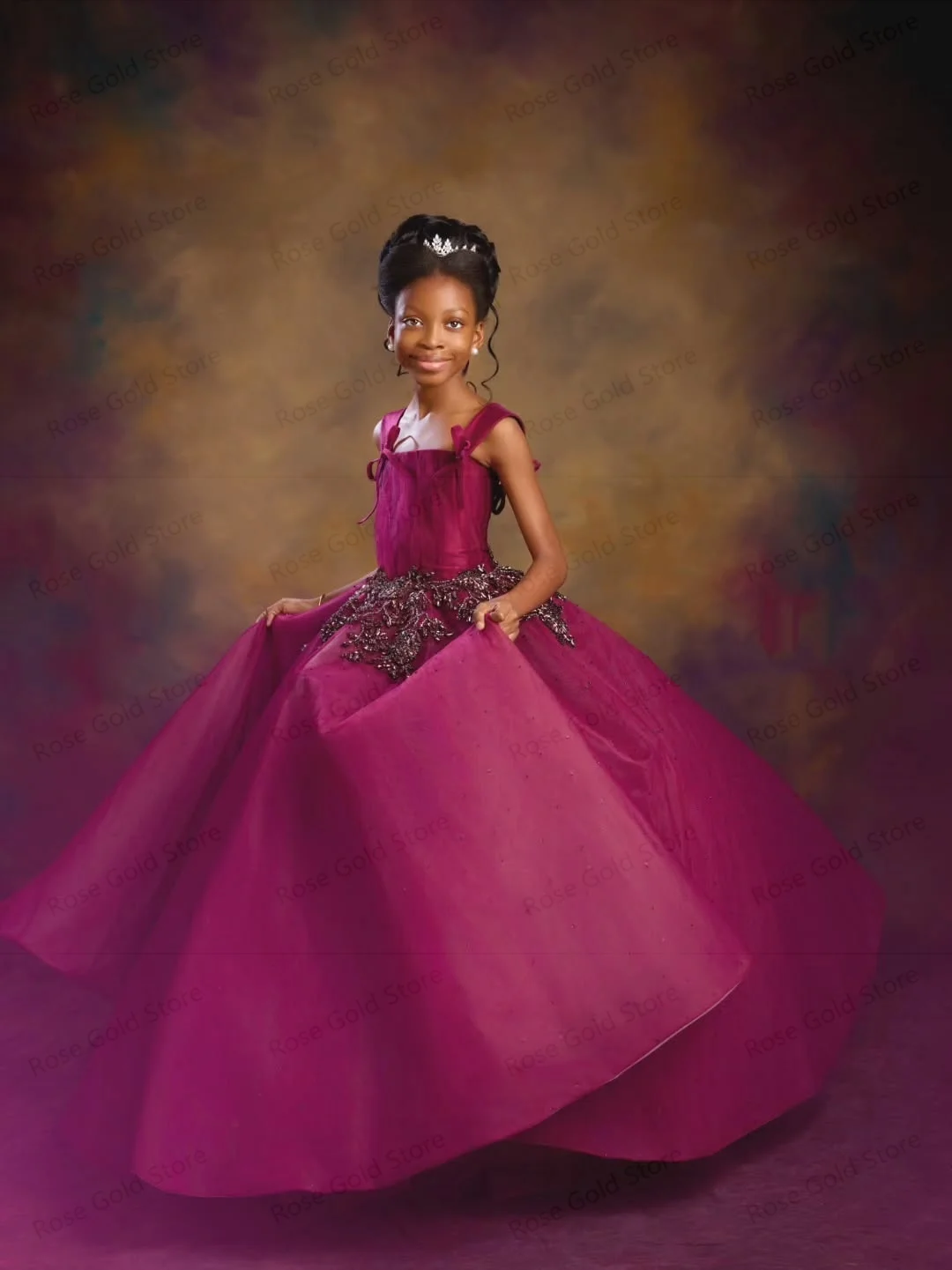 Princess Flower Girl Dresses Exquisite Crystals Beaded Pageant Gown Floor Length Puff Wedding Party Dress Customized