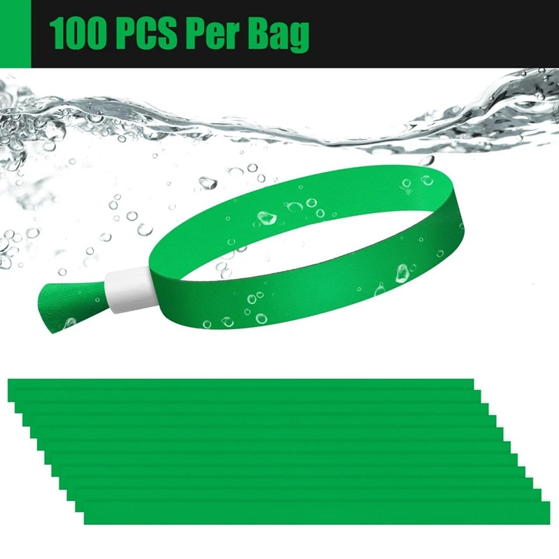 カラーファブリックイベントリストバンド、イベント用リストバンド、軽量コンサートストラップ、グリーン、100個