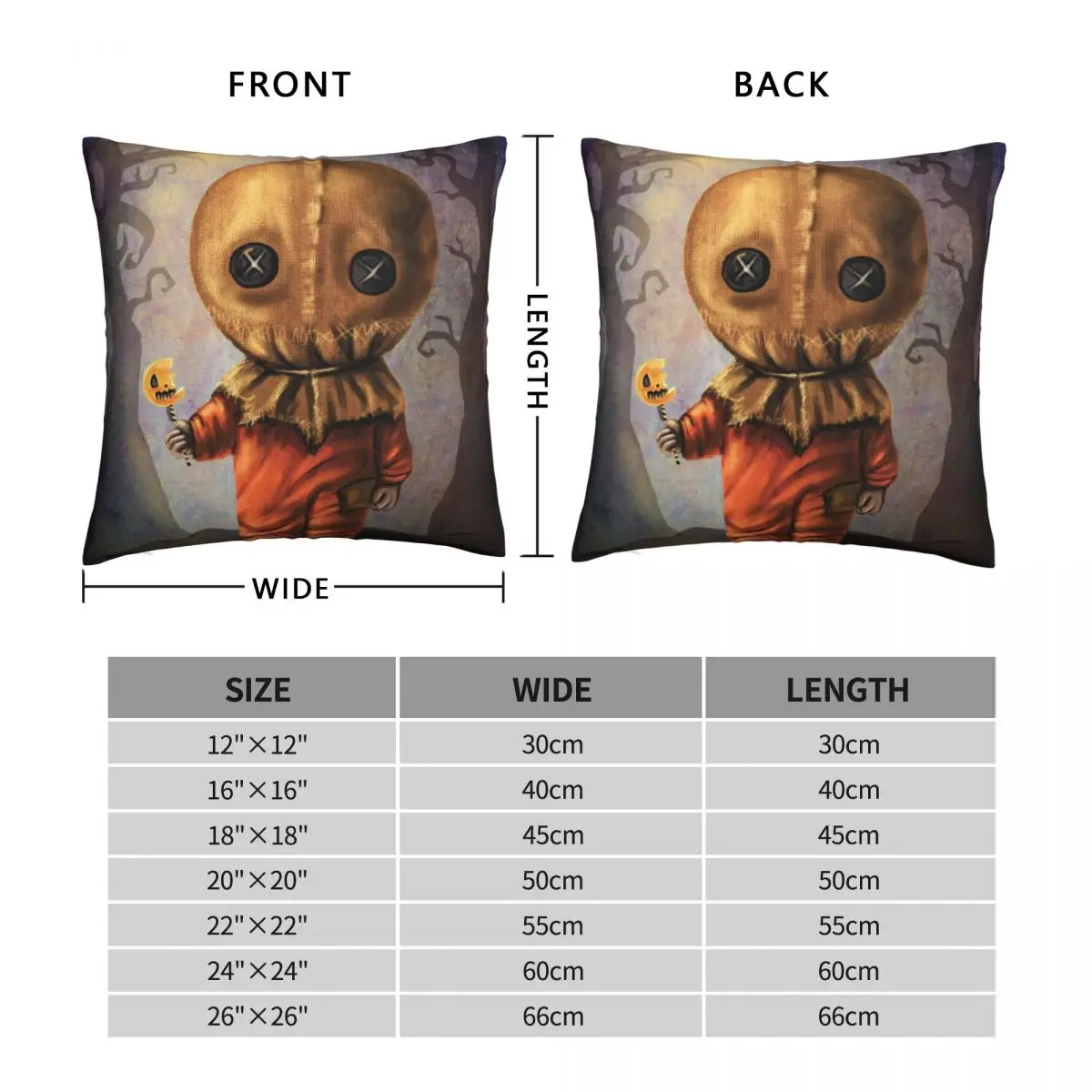 Sam's Trick 'r Treat Square Pillowcase Polyester Linen Velvet Creative Zip Decor Throw Pillow Case Home Cushion Cover