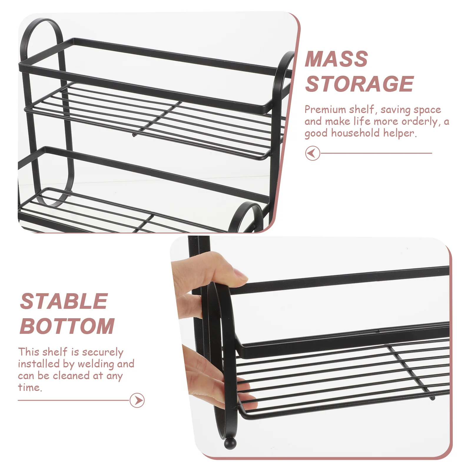 

Double-Layer Spice Rack Iron Seasoning Organizer Kitchen Storage Shelf Desktop Bottle Holder Multi-Function Countertop Rack