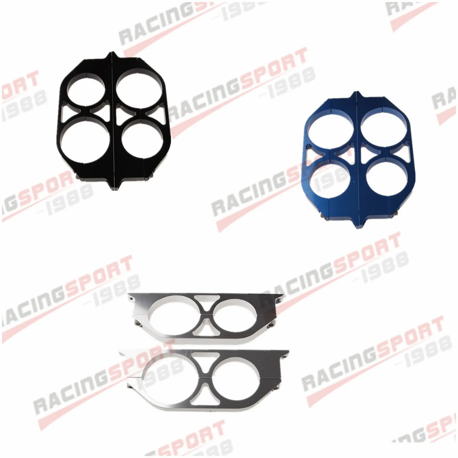 50mm & 60mm ID Fuel Pump Filter Dual Mounting Bracket Clamp Cradle Silver/Black/Blue