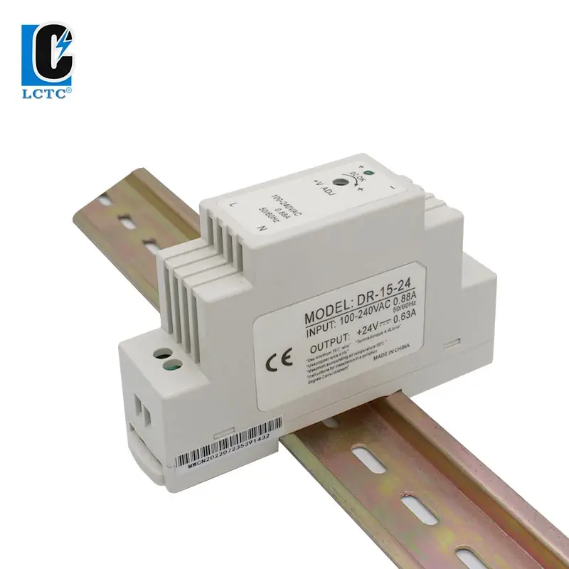 15W 5V 12V 15V 24V tensione di uscita serie DR-15 0.63A 1A 1.25A 2.4A tipo di guida trasformatore di alimentazione a commutazione di piccolo Volume