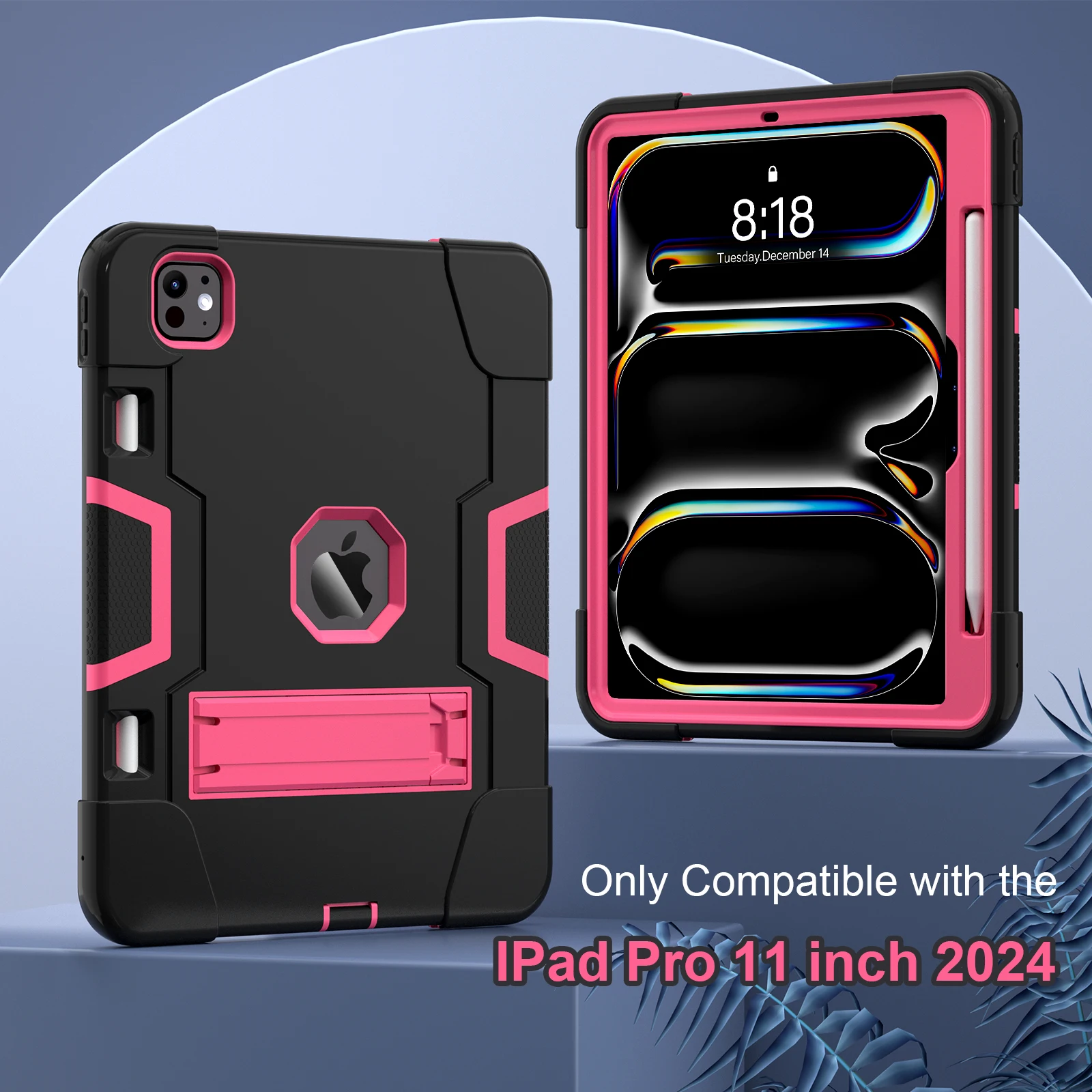 Built-in Kickstand Armor Case For iPad Pro 11 2024 M4 Model A2836 A2837 A3006 3-Layers Protection Rugged Cover Shockproof Shell