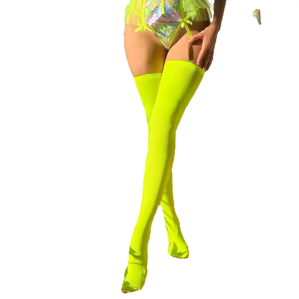 Neon Green Stockings Comfortable Soft Stockings Velvet Warm Hosiery Fashion Stockings Sexy Lingerie Women\'s Thigh High Stockings