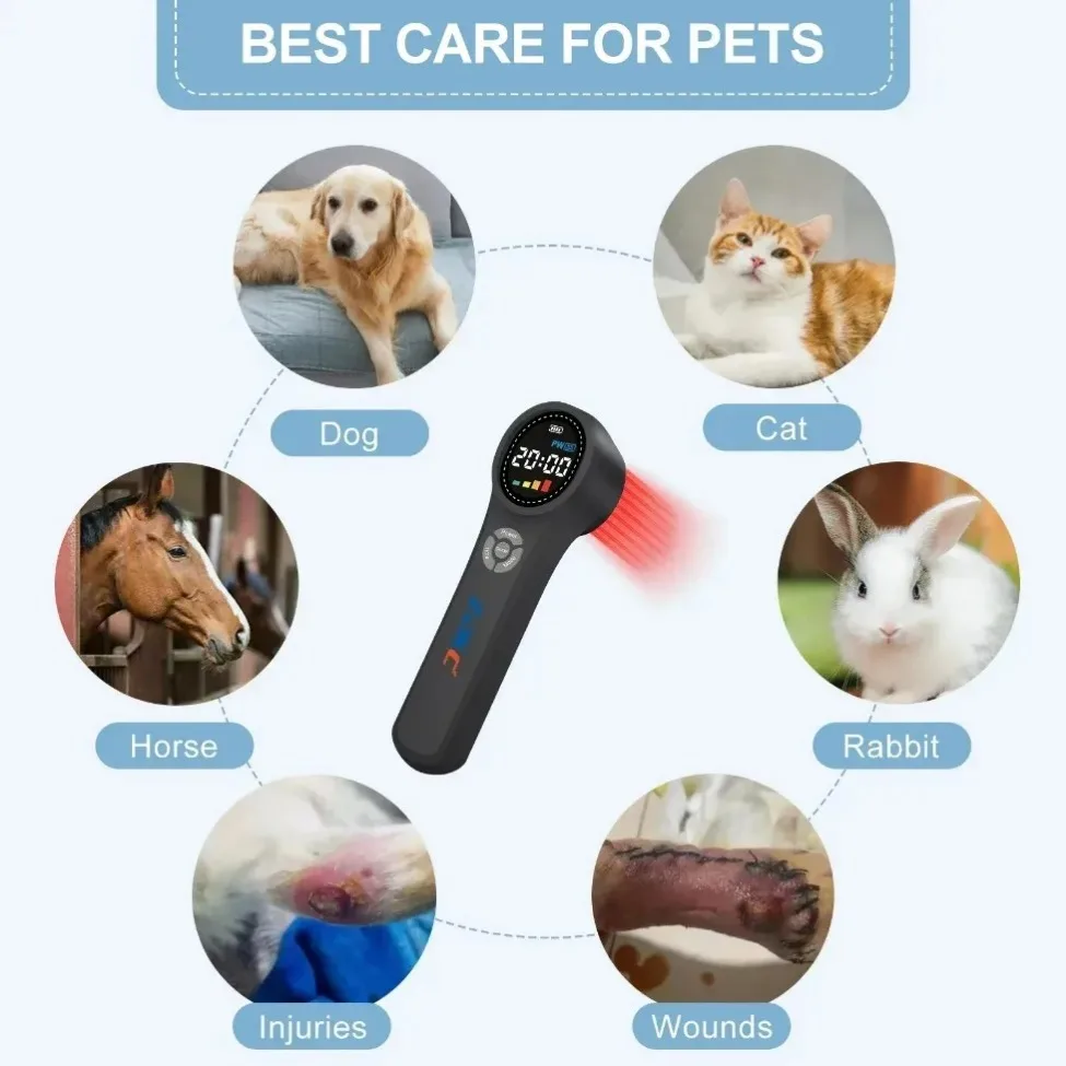 ZJKC Portable 660nm 810nm 980nm Cold Laser Therapy Device Home Use for Pain Relief Physical Therapy Rehabilitation Dogs Cats