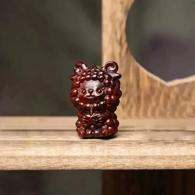 Mini Padauk Carving Chinese New Year Goat Ornaments Zodiac Statue Cute Sheep Decor Home Office Desktop Decor Car Decoration