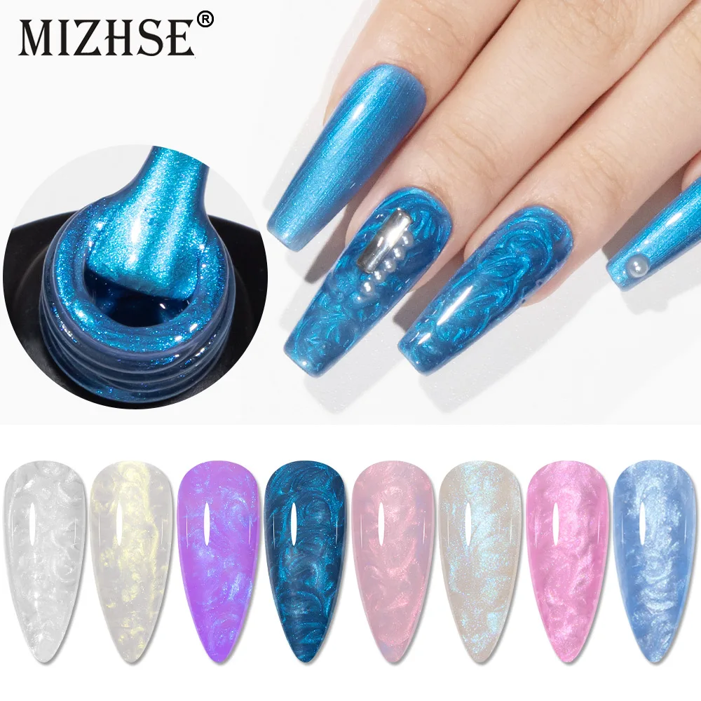 MIZHSE 10ml 9D Kat Magnetische Draad Shell Temperatuurverandering Gel Nagellak Glitter Parel Effect UV Gel Polish Base Top coat