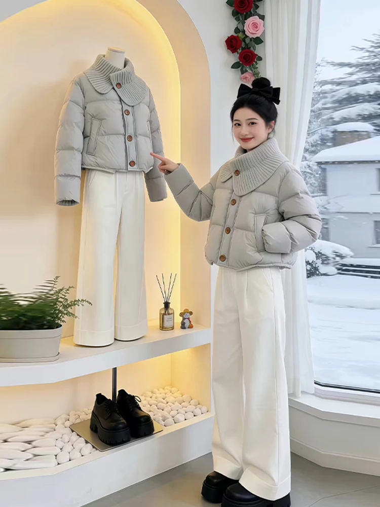 

Утепленное зимнее хлопковое пальто с воротником-стойкой для женщин, модное, в корейском стиле, свободного кроя, с длинными рукавами, на одной пуговице