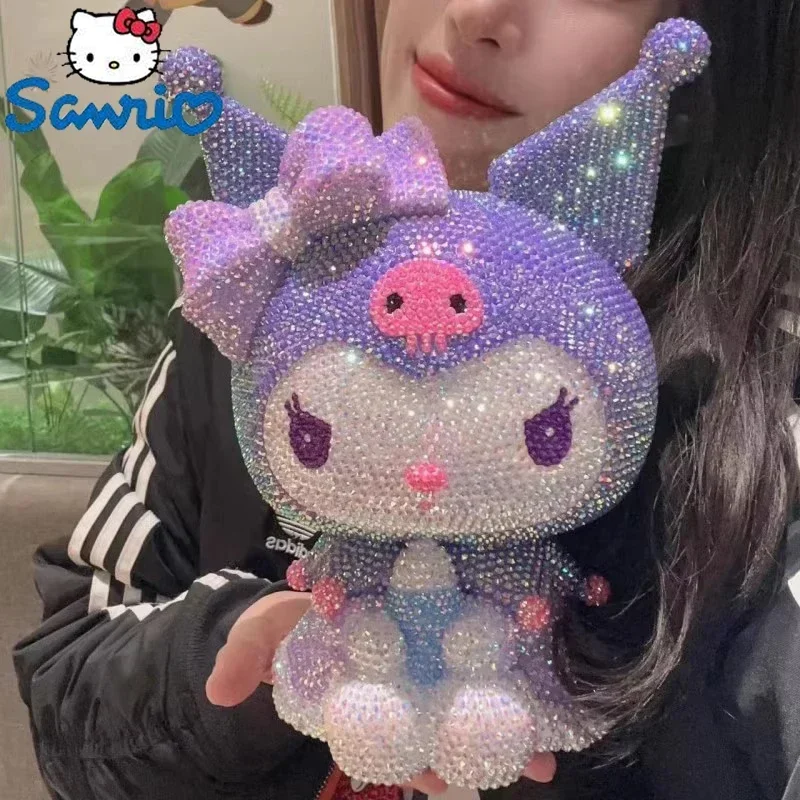 Sanrio Cartoon Kuromi Diy Figure Piggy Bank Diy Diamond Stick Kawaii Figurine Girl modello fai da te collezione statua bambola salvadanaio