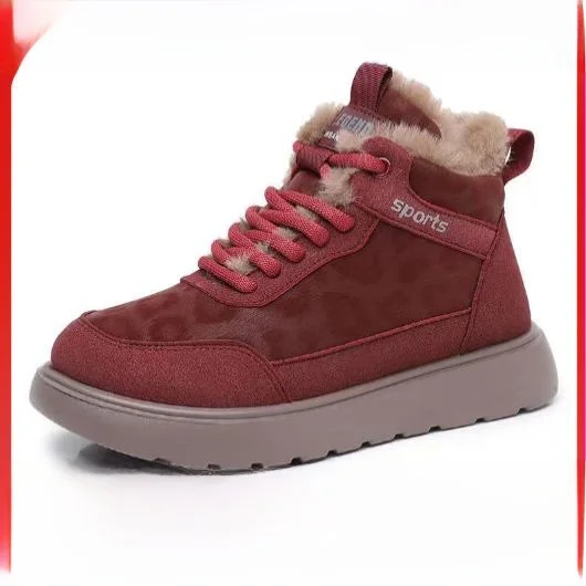 

Women's Winter Thick Bottomed Slip Resistant Booties Fleece Lined Snow Boots Casual Cotton Shoes Warm Flat Heel Short Tube