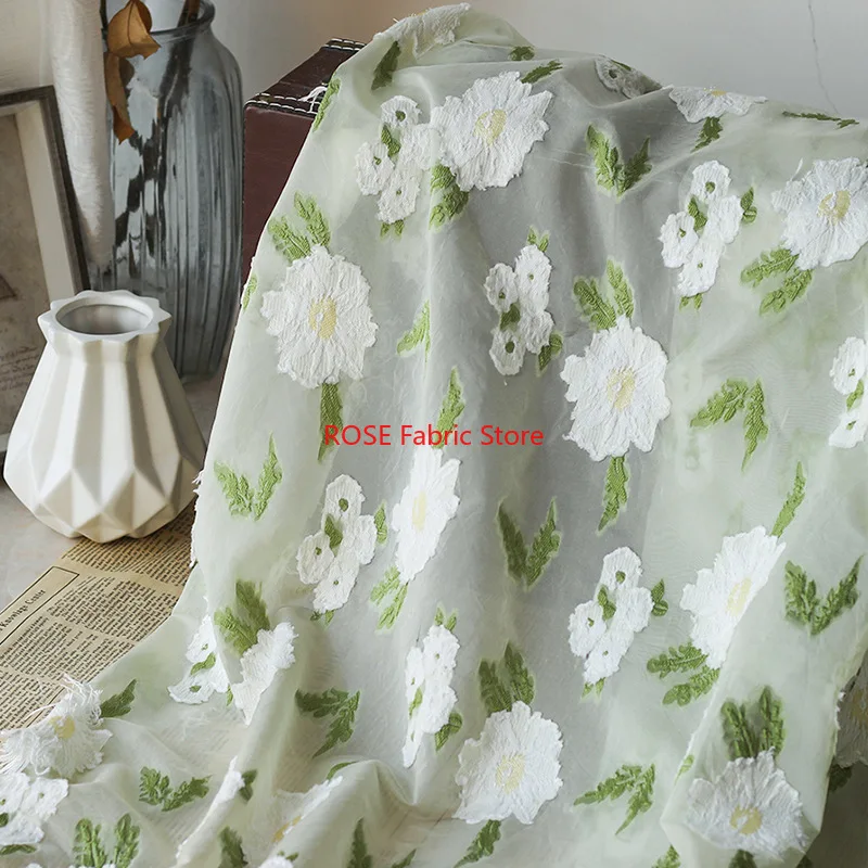 

Flower Jacquard Chiffon Fabric Floral Embossed tulle Fabric For Spring Dress, Girl dress, Skirt, Spring Dress,Curtain