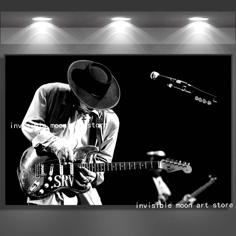 Pop Blues Music Guitar Musicians Stevie Ray Vaughan Character Art Poster Canvas Painting Wall Print Picture Fans Room Home Decor