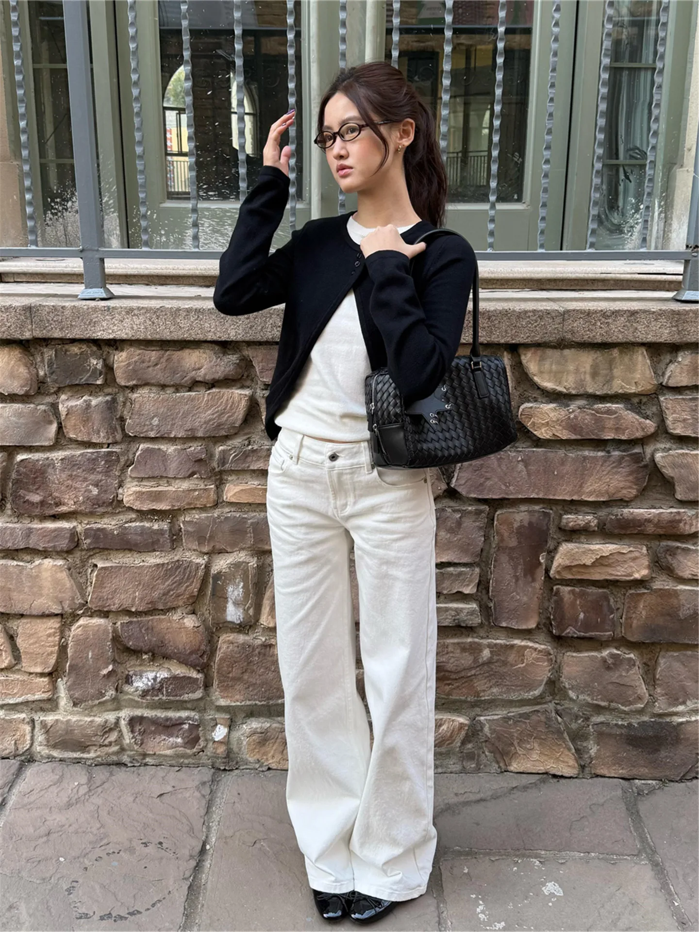 

American Style Vintage High Waist Wide Leg Jeans Women's Loose Slimming Taller Extended Straight Tube Pants Cotton Casual