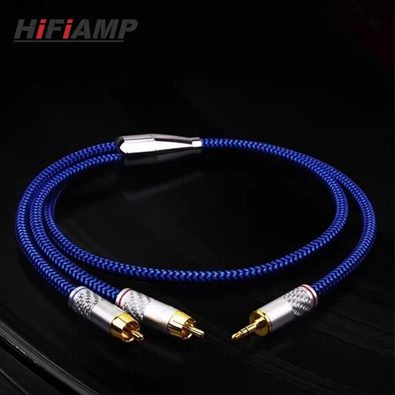 

HiFiAMP 1 м/3,3 фута 3,5 мм штекер-2RCA штекер аудиокабель 6N монокристаллическая медь с углеродным волокном для ПК телефона