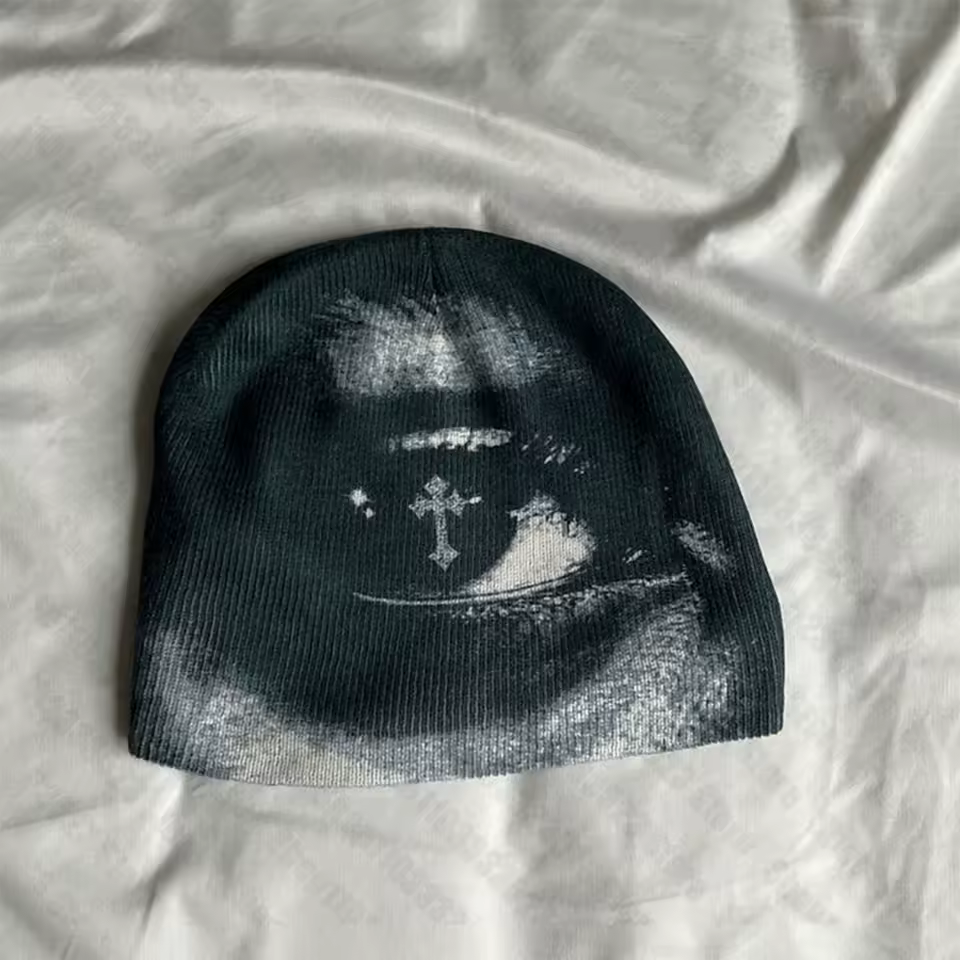 Cappello lavorato a maglia con stampa retrò estetica anni 2000 Cappello invernale punk gotico Streetwear Cappello lavorato a maglia stile y2k Mantieni caldo il cappello invernale per ragazza Emo - AliExpress 200000297