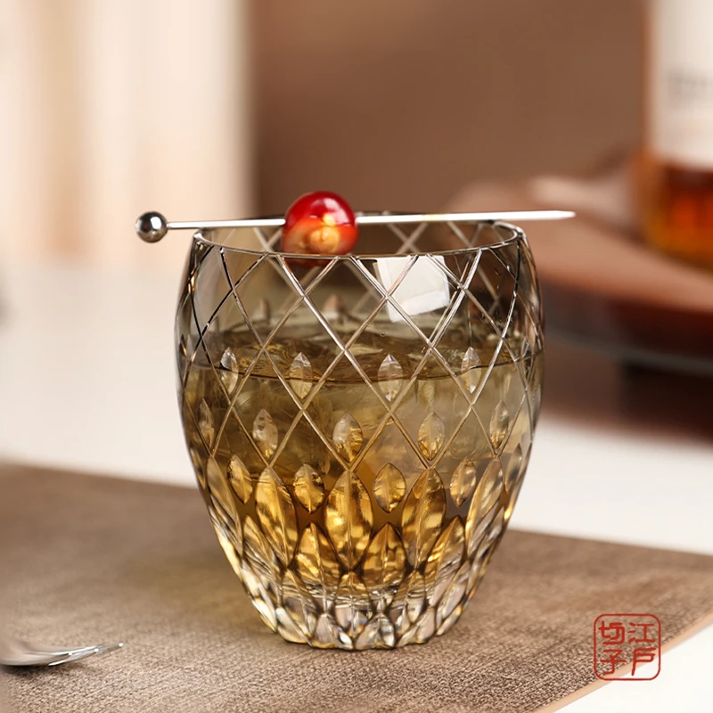 Feel Japan Brilliant Crystal Edo Kiriko Wine Glass Whisky Cup Hand Carved Kaleidoscope Raindrop Whiskey Snifter Festival Gifts