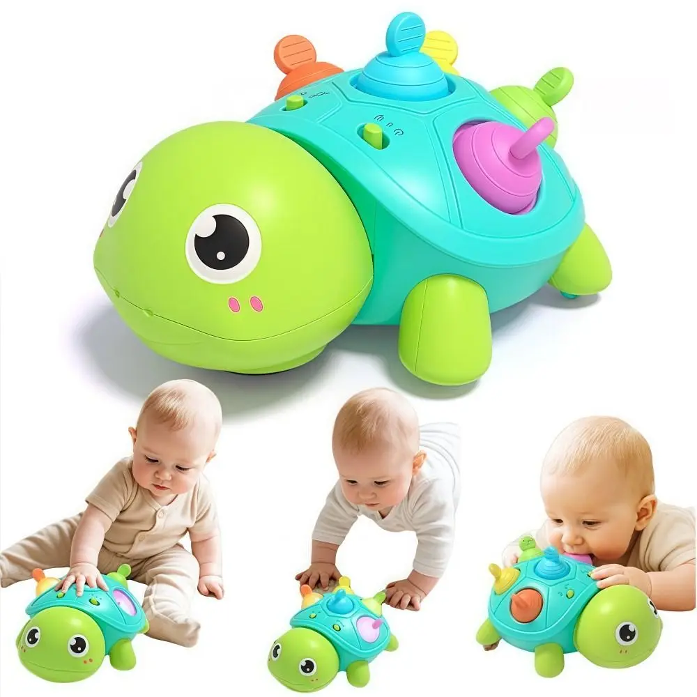 

Musical Crawling Turtle Baby Toys Montessori Light Up Baby Crawling Toys Sensory Learning Soothing Sounds Musical Turtle Toy