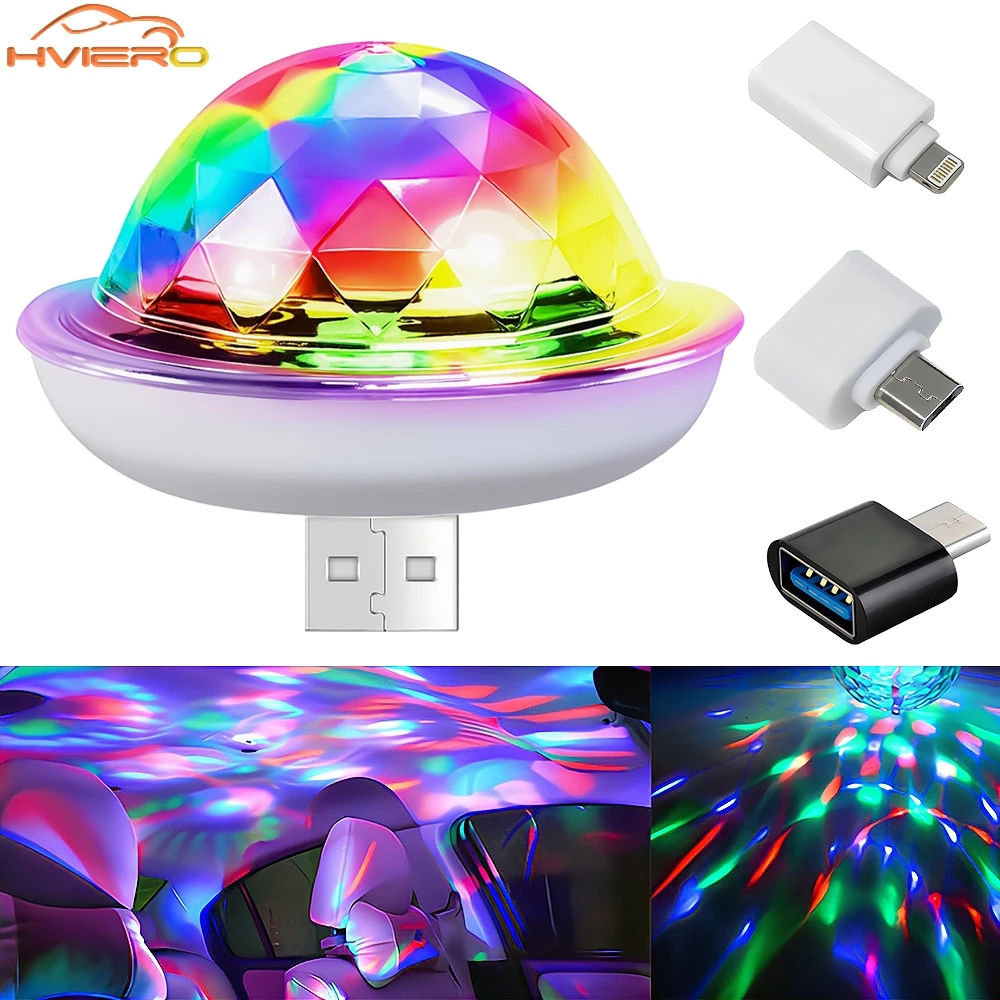 

RGB LED USB Mini Mushroom Lamp for DJ Sound Parties Car and Home Decoration Welcome Atmosphere Light Sound Sensor Laser Bulb 5V