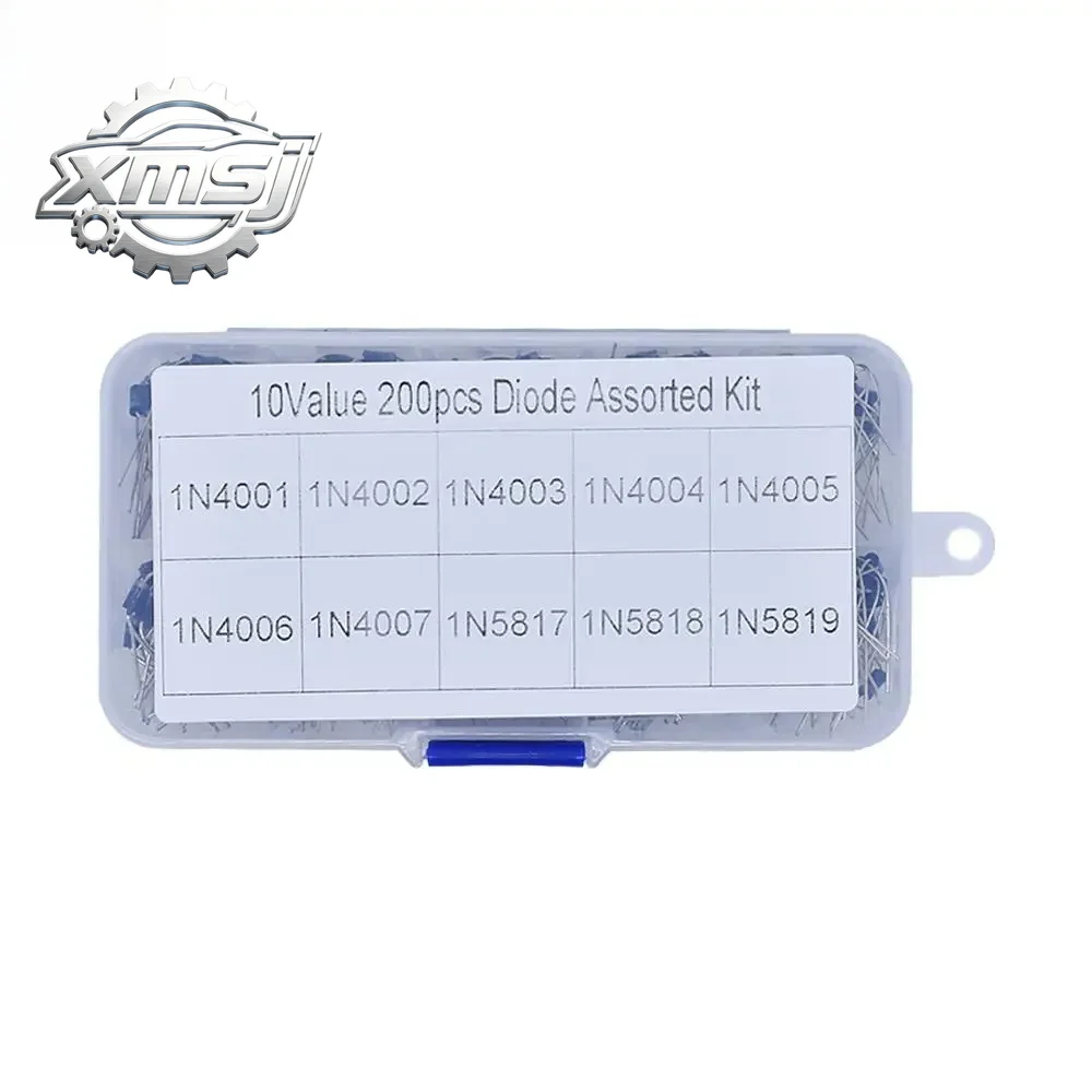200 Uds. Kit surtido de diodos rectificadores de 10 valores 1N4001 1N4002 1N4003 1N4004 1N4005 1N4006 1N4007 1N5817 1N5818 1N581