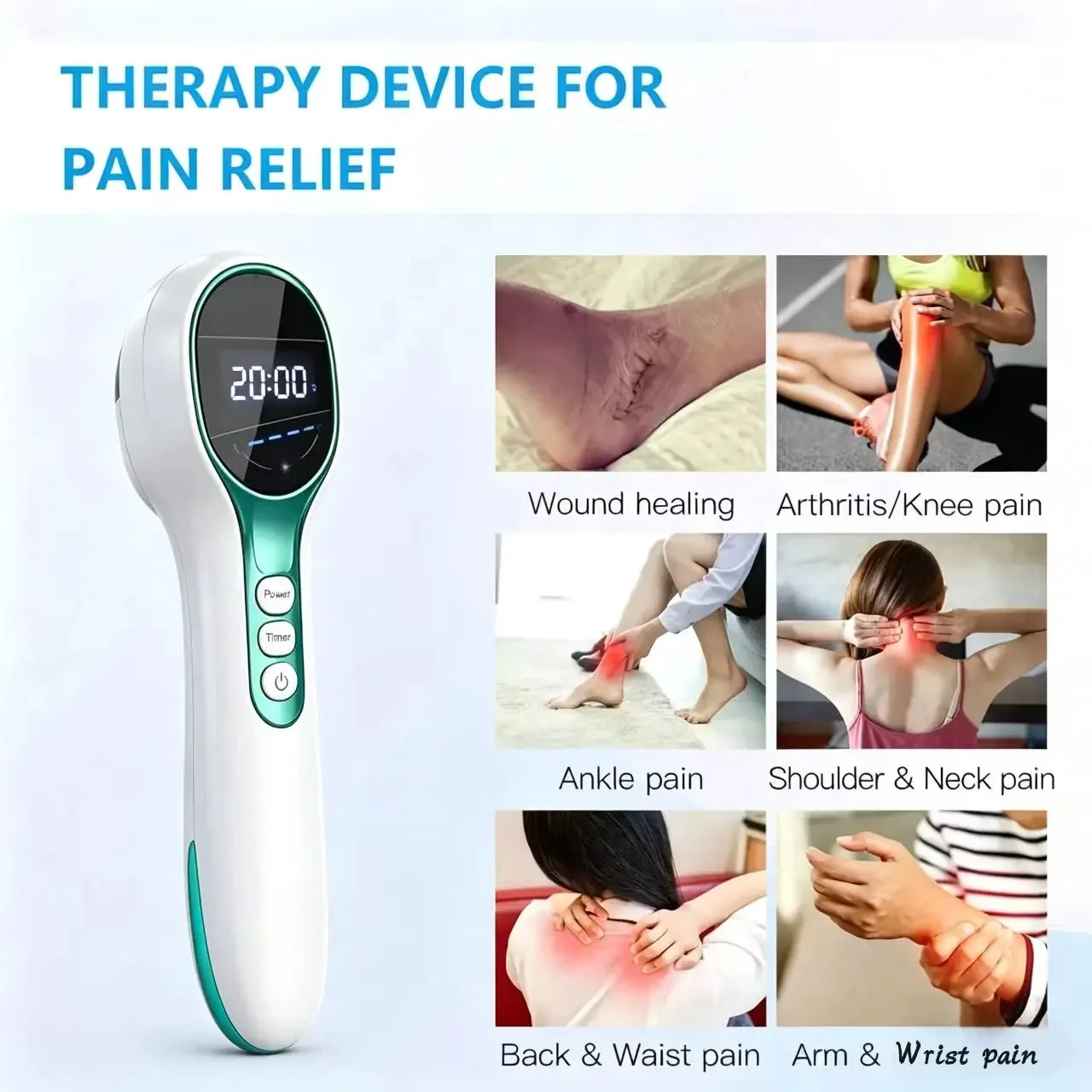 650+808nm Physiotherapy Equipment Cold Laser Therapy Infrared Red Light Back Neck Massager Muscle Body Relaxation Machine
