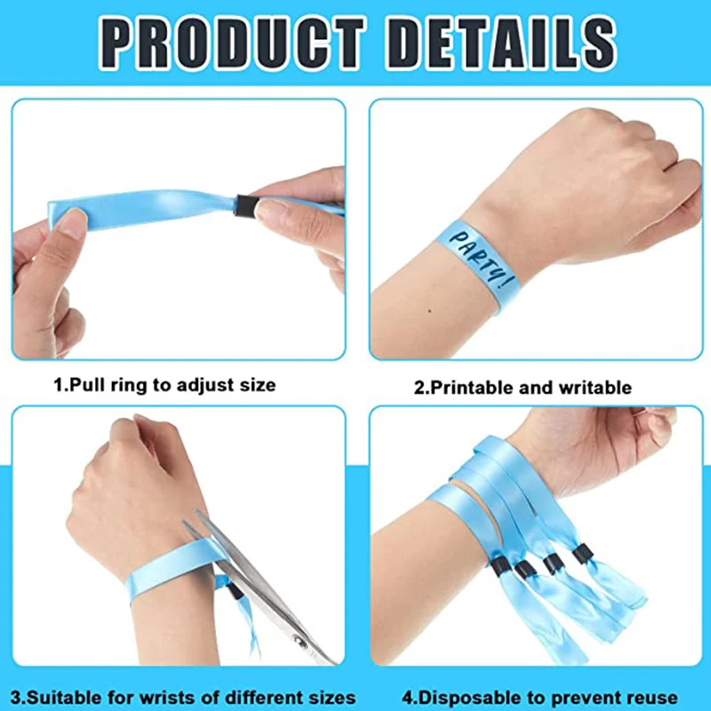 50/200pcs Cloth Event Wristbands Cloth Party Bracelets Event Wristbands Customized Solid Color Wrist Festivals and Events Party