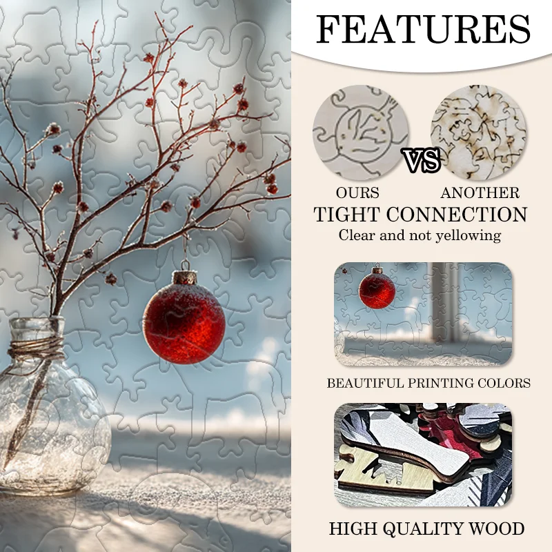 Drewniane puzzle, puzzle o tematyce świątecznej, gra rekreacyjna