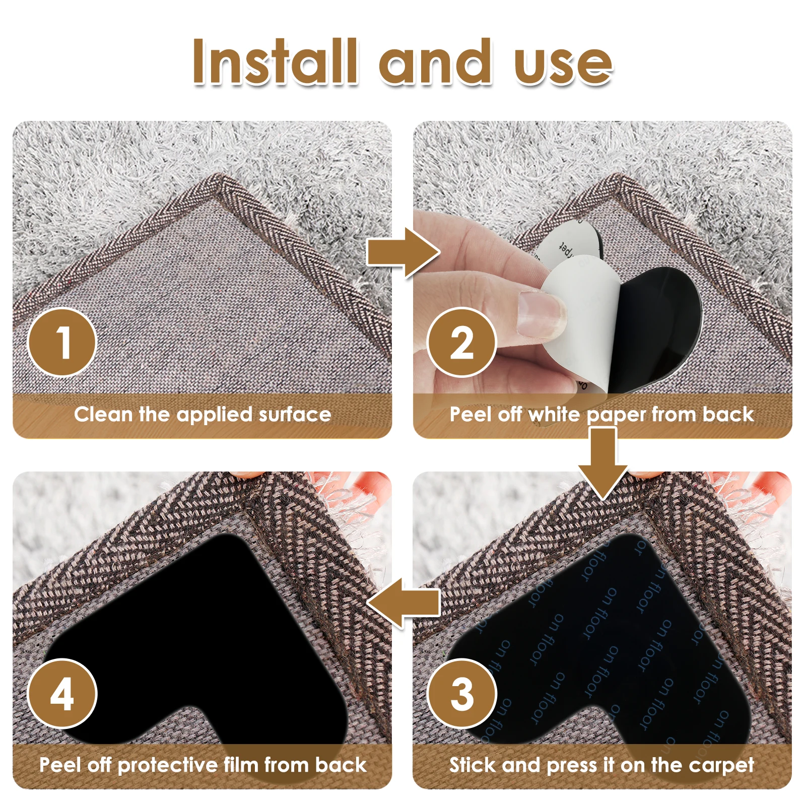 32Pcs Rug Grippers Heart-Shaped Non-Slip Rug Pads Reusable Carpet Corner Side Gripper Washable Rug Grippers Multi-Purpose Rug