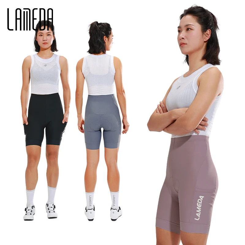 LAMEDA 2025, Damen-Radhose, hohe Taille, UV-Schutz, Rennrad-Shorts für Damen, Fahrradhose, Fahrradbekleidung mit Taschen