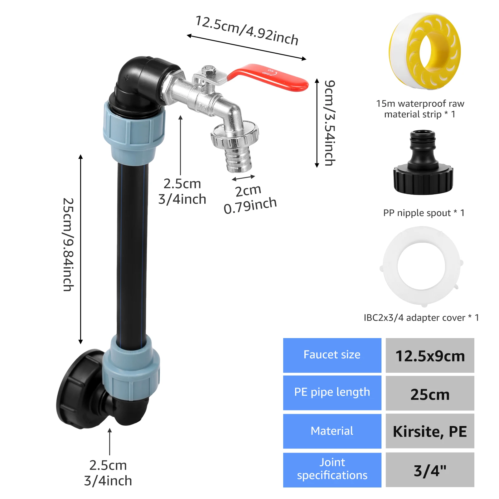 IBC Tank Gooseneck with 3/4 Inch Outlet Tap Rain Barrel Outlet Tap IBC Tank Accessories Zinc Alloy for 1000L Rainwater Tank