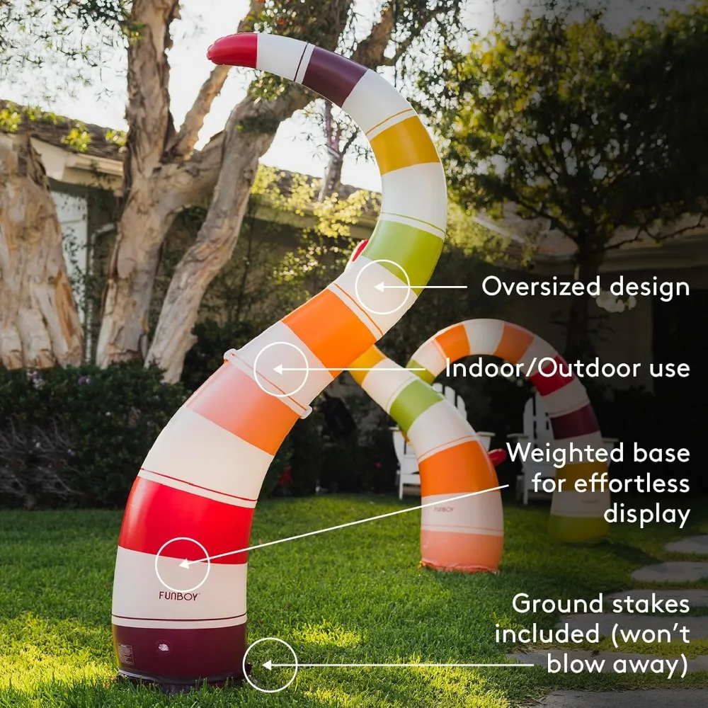 Serpiente inflable gigante iluminada para decoraciones de Halloween aterradoras, adecuada para uso interior y exterior, paquete de 3