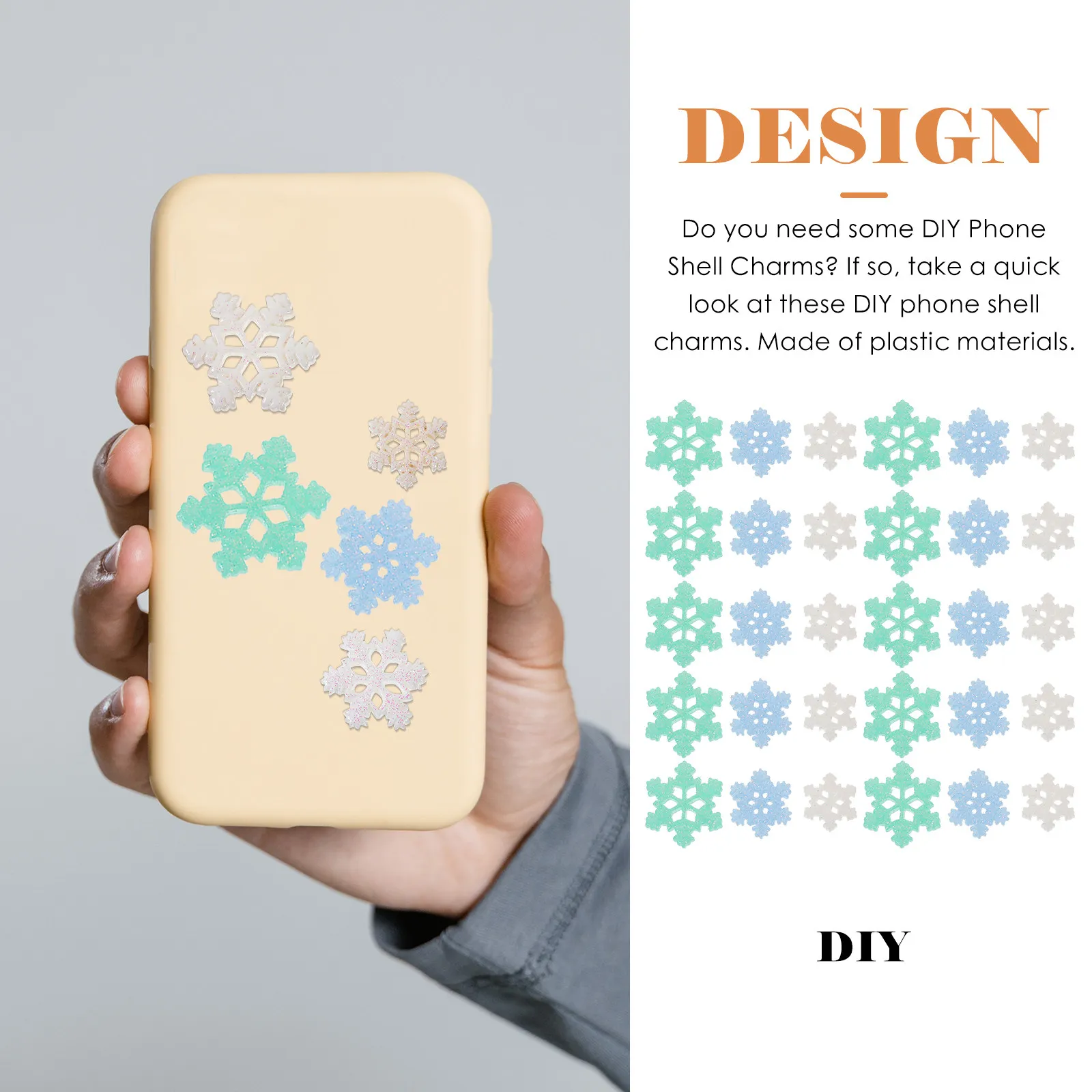 

60Pcs Mini Snowflake Charms Plastic Flatback DIY Phone Case Charms Hairpin Jewelry Craft Supplies Christmas Decorations Resin