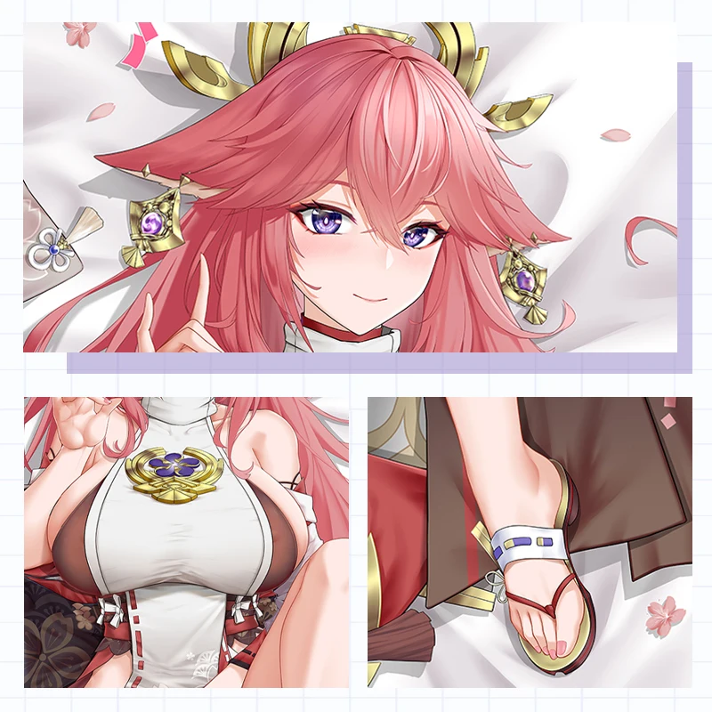 Yae Miko Dakimakura Genshin Impact Pillowcase Hugging Full Body Sexy Pillow Case Cushion Cover Home Bedding Decor Otaku Gift