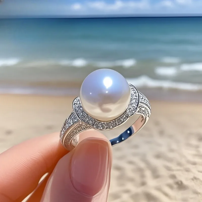 Elegant Imitation Pearl Silver Color Wedding Rings Women Shiny CZ Romantic Marriage Ceremony Party Ring Fashion Accessories - view 4
