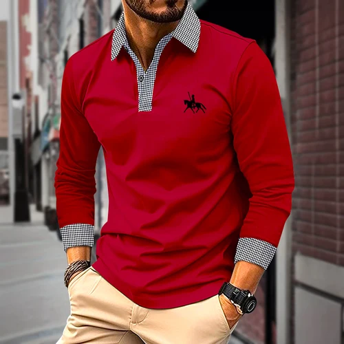 Imagen 2 del producto Camisa Polo de manga larga para hombre, camiseta clásica de oficina de negocios, Top informal de calle a la moda de Color sólido, primavera y otoño