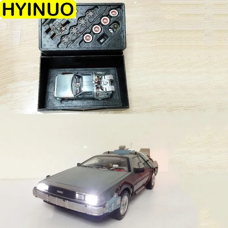 1/18 Boutique Version Back To The Future Second Generation Simulation Diecast Alloy Car Model With Light Toy Vehicle Collection