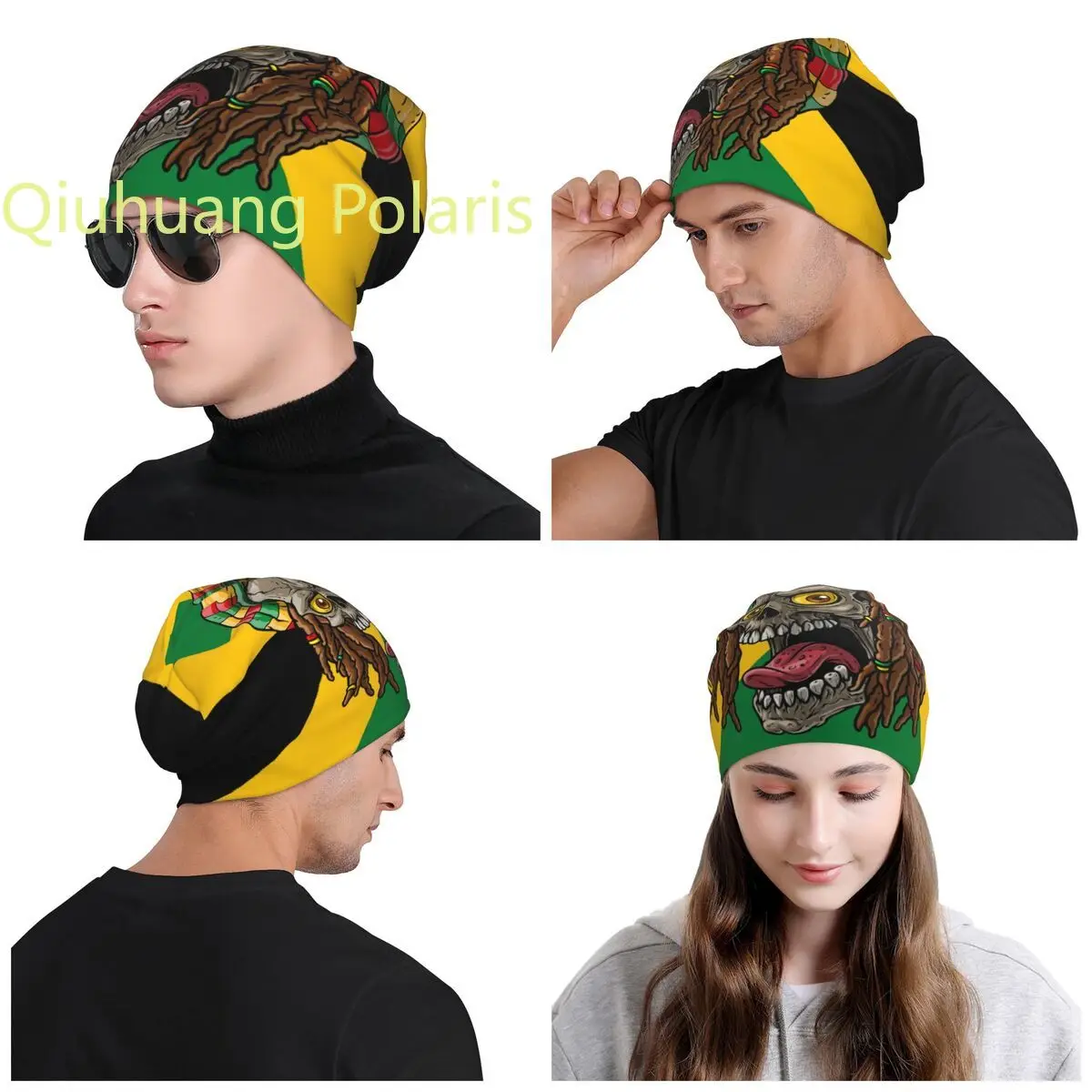 Fashion Jamaica Rasta Skull Skullies Beanies Caps For Men Women Unisex Trend Winter Warm Knit Hat Adult Jamaican Bonnet Hats