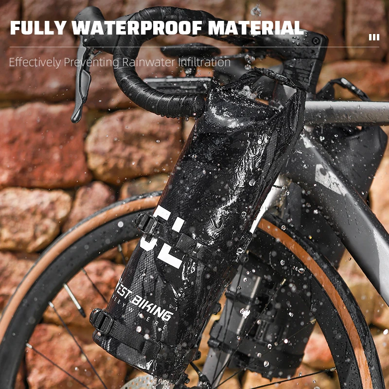 WEST BIKING Bike Fork Bag 5L Large Capacity Portable Waterproof TPU Bike Bag Electric Scooter Accessories Gravel Bicycle Bag