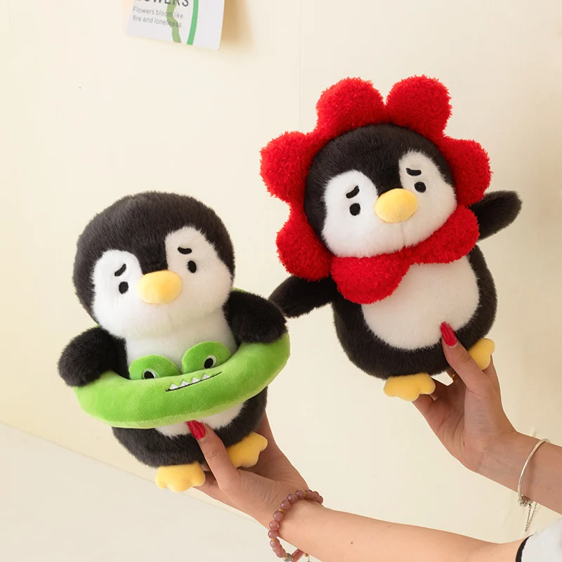 

Funny Headgear Penguin Plush Toys Cute Fluffy Flower Sardine Crocodile Dressed Penguin Doll Lovely Desktop Decor Birthday Gift