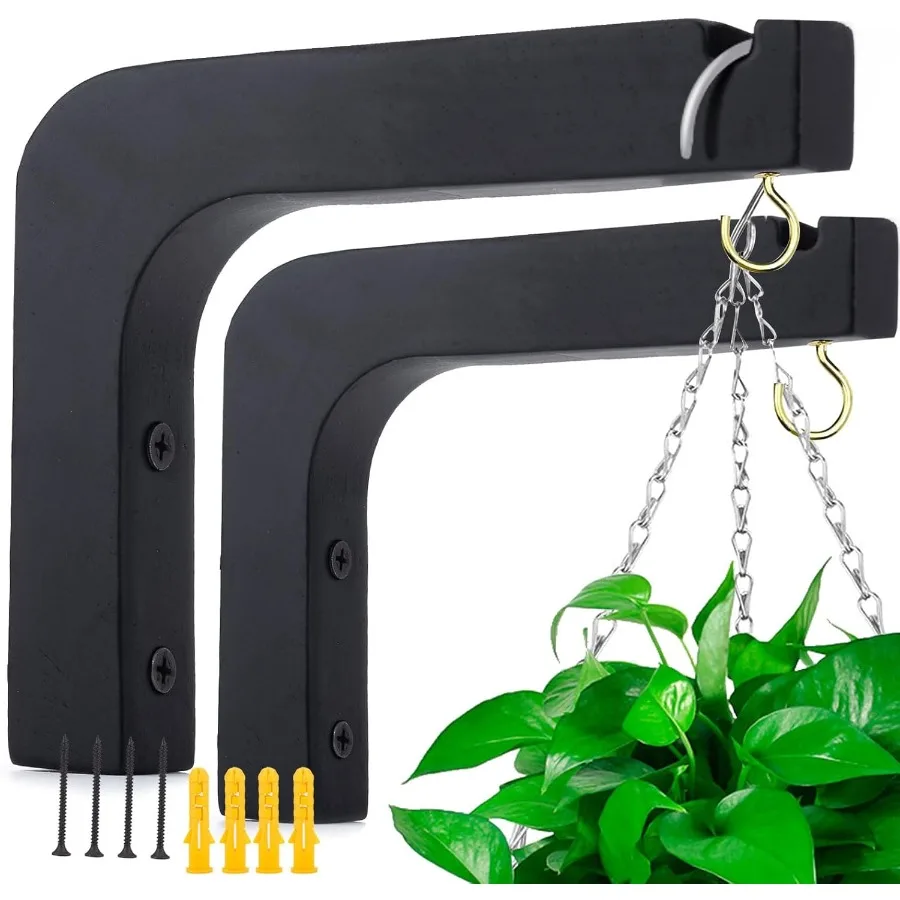 

2 Pack 5.9 inch Wooden Wall Hooks for Hanging PlantsLanterns Flower Bracket Wind Chimes Bird Feeders Macrame Plant Hangers Blac